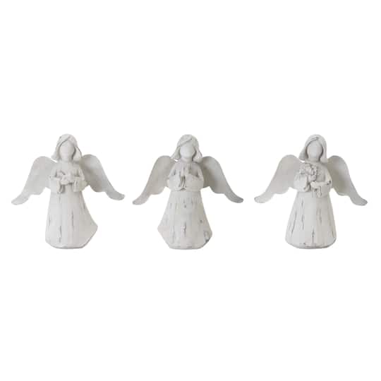 6.25" White Resin Angel Set